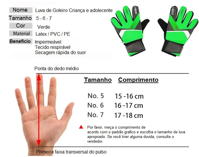 Luvas Goleiro para crianças